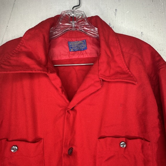 Vintage Pendleton Red Virgin Wool Button-Up Long Sleeve Shirt | Tagged Sz: XL - Picture 7 of 11